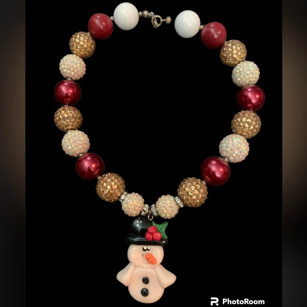 Kids Snowman necklace and bracelet set.